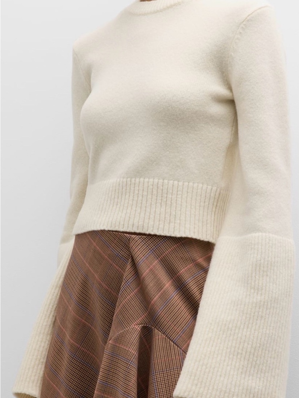 A.L.C. Clover Crewneck Merino Wool Sweater in Cream